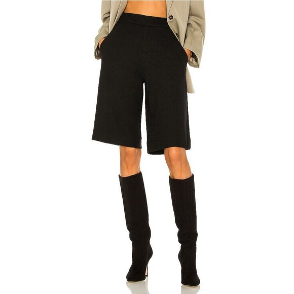 VINCE Black Long Shorts 100% Wool Bermuda Lined Pockets MSRP $275 Womens Size 6